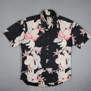 Kahala John Severson Shirt Men XL Black Tropical Floral Reverse Hawaii Tiki